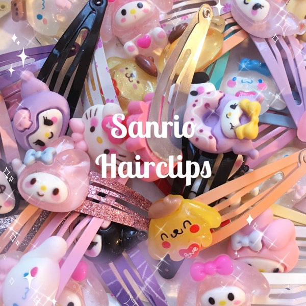 Sanrio hairclips hello kitty hair accessory head charms my melody kuromi keroppi glitter handmade girly kawaii cute sanrio girl