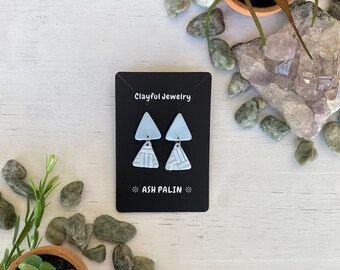 Blue Pearl | Handmade Polymer Clay Earrings