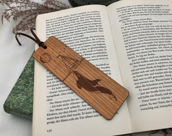 Solid wood bookmark, orca, killer whale, ocean