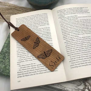 personalized wooden bookmarks, bookmarks, bookmark customizable made of solid wood, butterflies, book motif