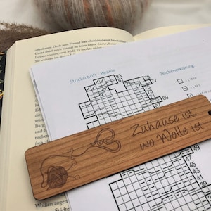 personalized wooden bookmarks, bookmarks, bookmark customizable made of solid wood, &quot;Home is where wool is&quot;, book motif
