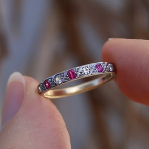 Ruby and Spinel Half Eternity 18ct Band Circa 1930, size M or 6