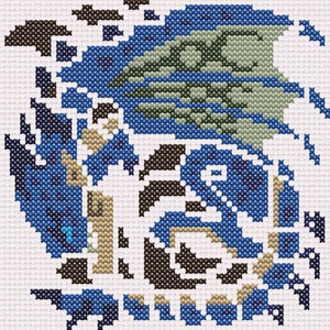 MHW Azure Rathalos Cross Stitch Pattern