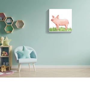 Watercolor Pig Canvas Art, Farmhouse Decor, Animal Wall Art, Cute Pig Print, Rustic Home Decoration, Gift for Animal Lovers