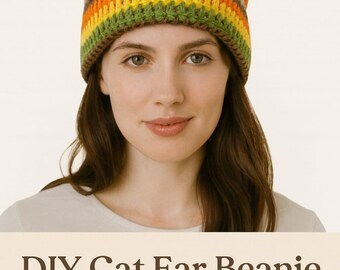 Haakpatroon kattenoorbeanie: gestreepte muts voor beginners (pdf)