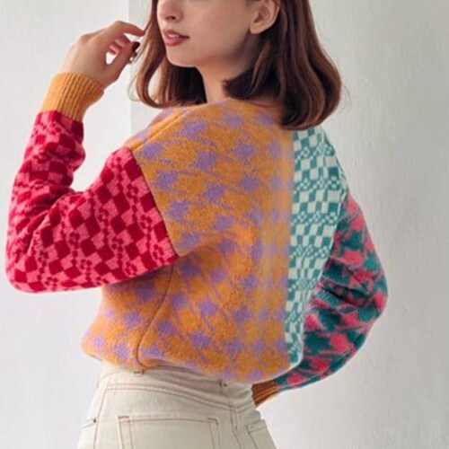 Retro Vintage Sweater Cotton Mix Knit 