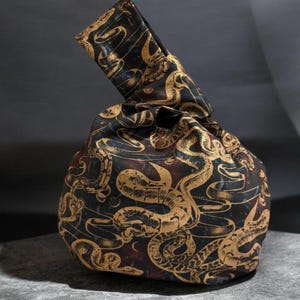 Gold Snake Print Japanese Knot Bag