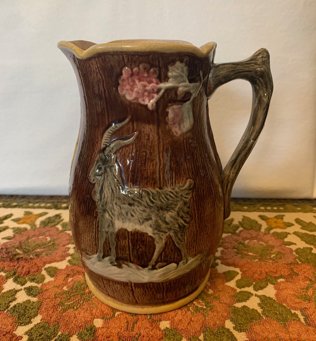 Antique English Majolica Goat Pitcher - Etsy
