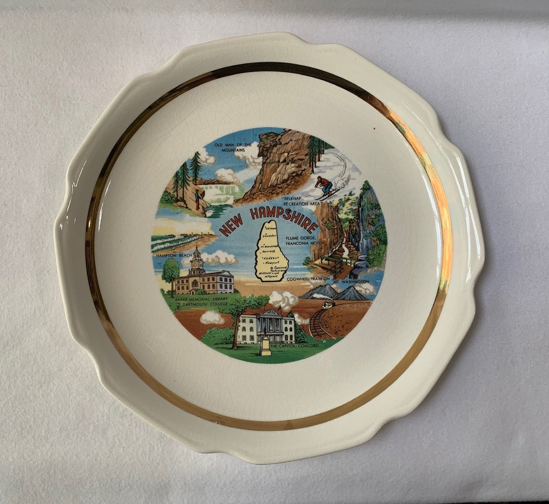 Vintage New Hampshire Souvenir Plate Etsy