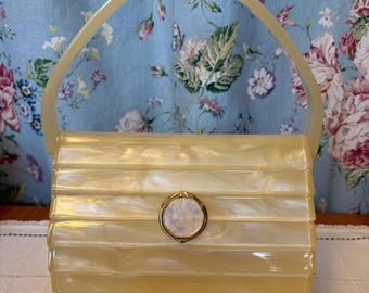 Wilardy Vintage Gray Marbleized Lucite Purse From the 1950's