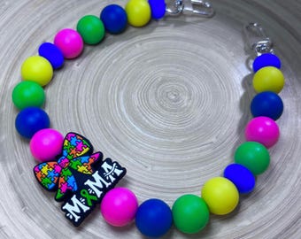 Autism Awareness Silicone Beaded Bag Chain, Sensory Fidget Purse Accessory