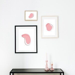 Pink Abstract Art, Set of Three, Digital Prints
