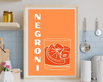 Negroni Cocktail Print | Bar Cart Wall Art (Digital Download)