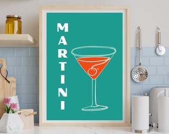 Martini Cocktail Print | Retro Bar Cart Wall Art (Digital Download)