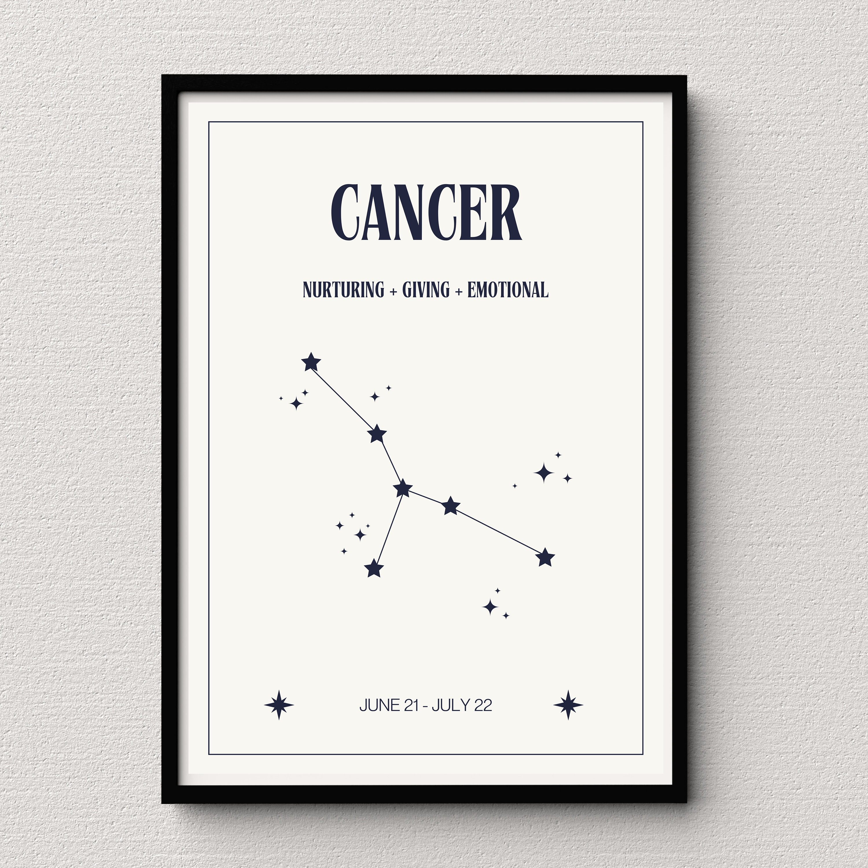 Cancer Star Map Cream Digital Print | Astrological Sign Poster ...