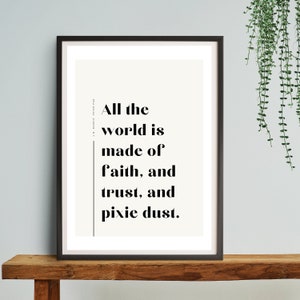 Peter Pan Quote Digital Print | Classic Literature Quote | Inspirational Office Gift | Perfect for Home Library Decor