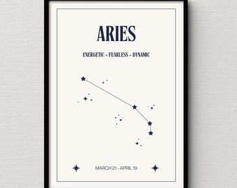 Aries Star Map Art Print | Celestial Astrology Gift (Digital Download)