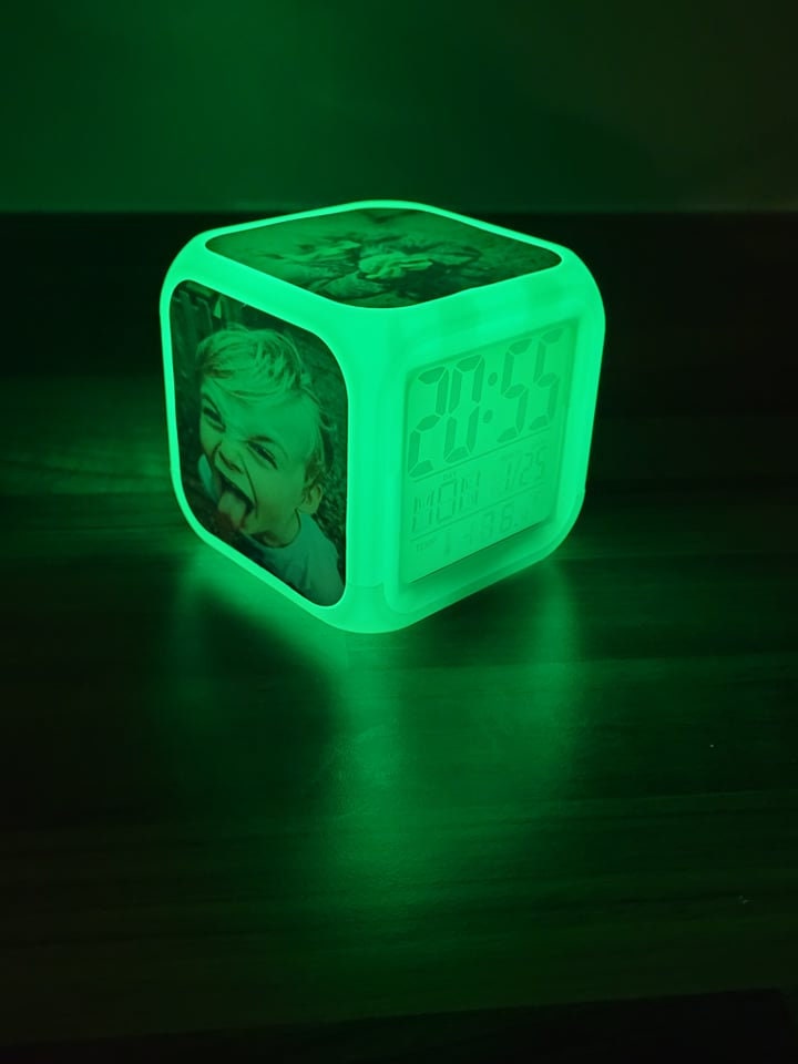 Colour Changing Clock, Personalised Photo Alarm Clock, Birthday Gift, Kids, Valentine's Day Gift