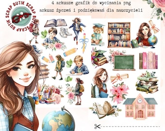 Teacher Thank You PNG Graphic Set – End of School Year, Scrapbooking, Fussy Cut