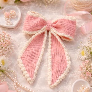 Pink Ruffle Bow Crochet Pattern: Coquette Hair Accessory (PDF Download)