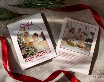 Foto Weihnachtskartenvorlage: Moderne Frohe Feiertage (Canva Editierbar)