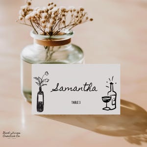 Wedding Place Cards Templates Wedding Place Card Wedding Guest Name Table Printable Place Card Guest Name Place Cards Hand Drawn Place Cards