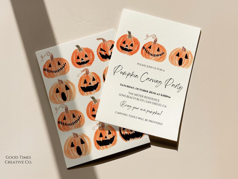 Pumpkin Carving Party Invitation Template: Spooky Halloween Invite (Canva) image 2