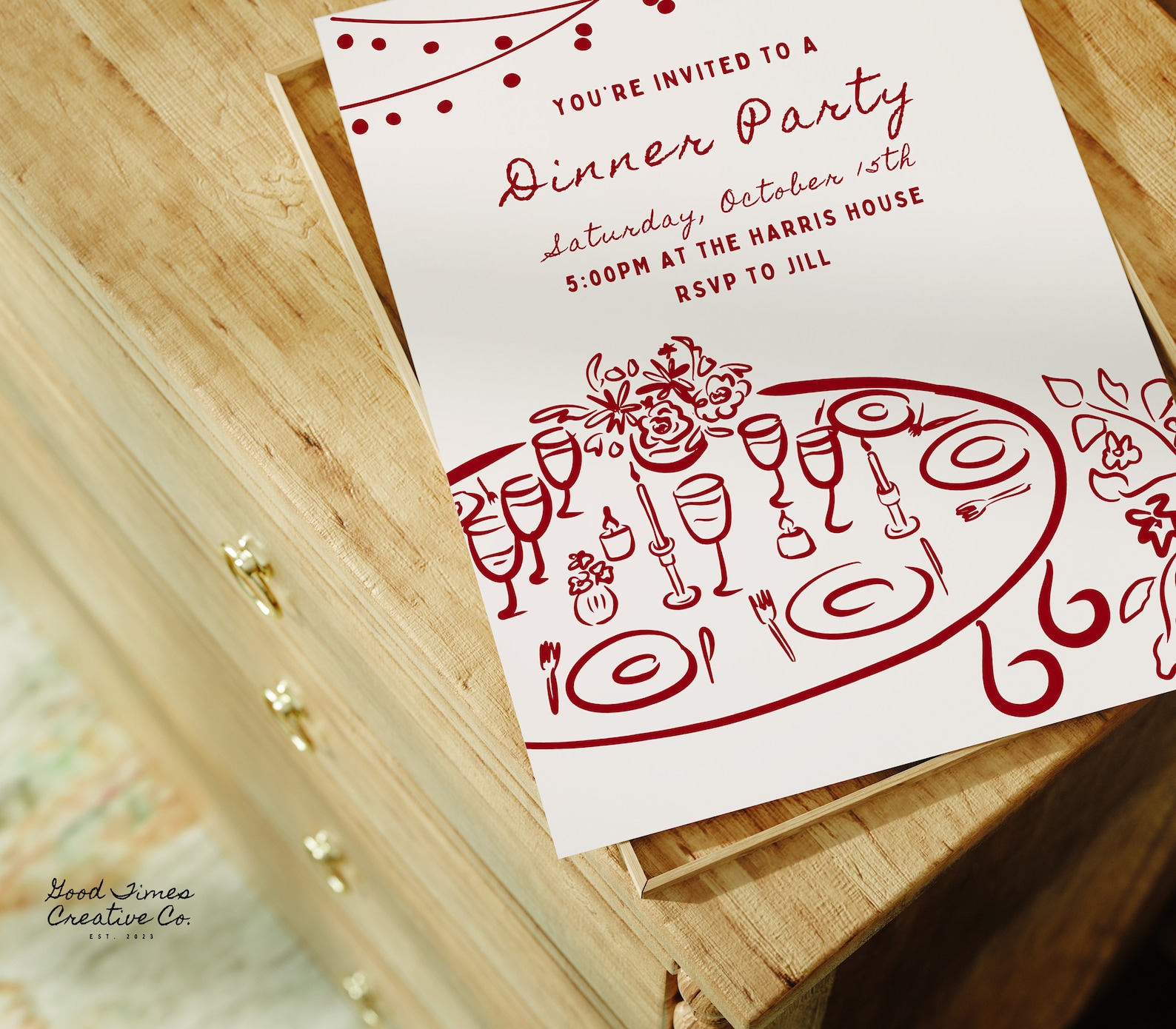 Dinner Party Invitation Template, Editable Hand Drawn, Handwritten ...