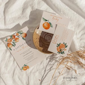 A Little Cutie Baby Shower Invitation, Baby Shower Invite, Citrus,  Cutie Is On The Way, Orange, Farmers Market, Spring Baby, Invite Set