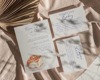 Invitación para baby shower con tema de panadería (plantilla de Canva)