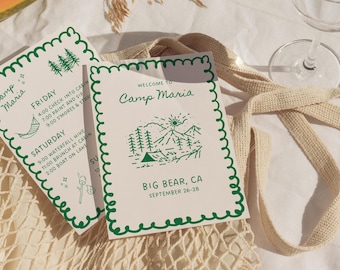 Camp Bachelorette Invitation Template: Outdoors Adventure (Canva Template)