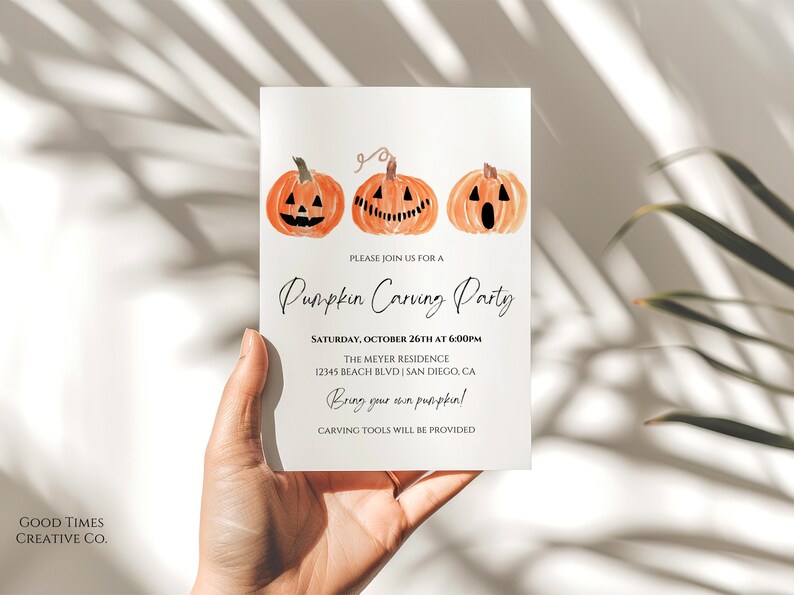 Pumpkin Carving Party Invitation Template: Spooky Halloween Invite (Canva) image 3