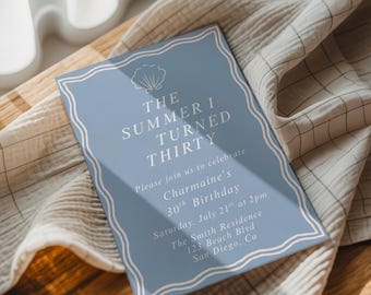 Coastal Birthday Invitation Template: Summer Theme (Canva Editable Template)