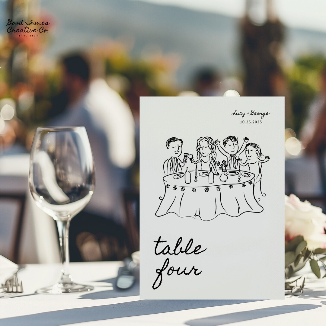 Handwritten Table Number Template Whimsical Table Number Wedding Table ...