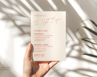 Modern Rehearsal Dinner Invitation Template: Editable Minimalist Design