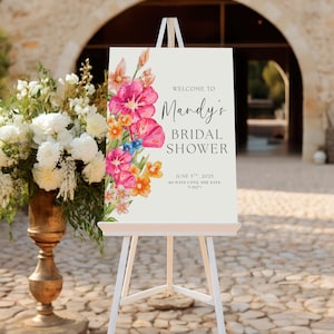 Wildflower Bridal Shower Welcome Sign, Love Is in Bloom Welcome Sign, Floral Wedding Shower Sign, Printable Bridal Shower Decor