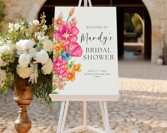 Wildflower Bridal Shower Welcome Sign: Floral Canva Template