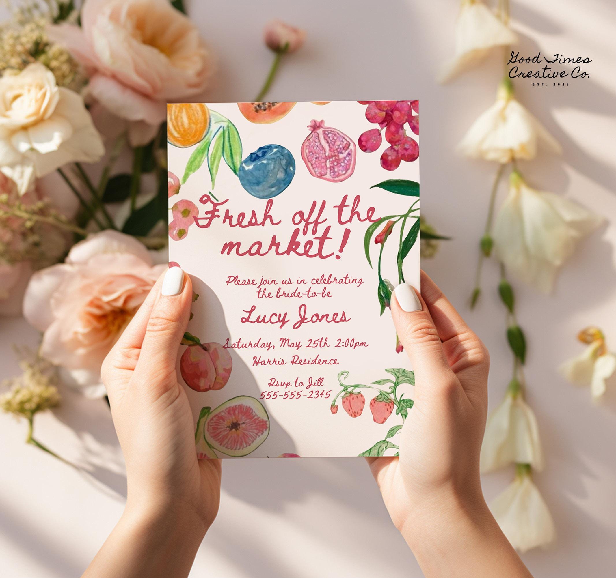 Off The Market Bridal Shower Invitation Template, Farmer's Market Shower Invite, She's Off Market Instant Download, Digital to Edit in Canva