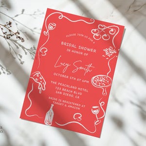 Uitnodiging vrijgezellenfeest, hand getrokken, grillig, That's Amore uitnodigingssjabloon vrijgezellenfeest, Instant Download, Italië, bewerkbare sjabloon