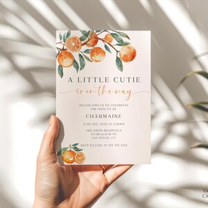 A Little Cutie Baby Shower Invitation, Baby Shower Invite, Citrus,  Cutie Is On The Way, Orange, Farmers Market, Spring Baby, Invite Set
