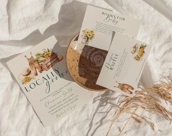 Locally Grown Baby Shower Invitation Template: Farm Market Theme (Canva Template)