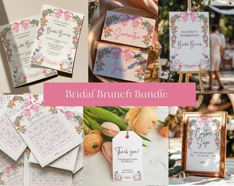 Floral Bridal Brunch Invitation Bundle: Whimsical Hand-Drawn Design