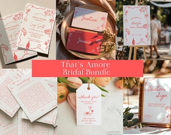 That's Amore Bridal Shower Invitation Bundle: Italian Theme (Canva, Instant Download)