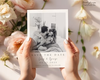 Polaroid Style Save the Date Editable Template, Modern Minimalist Photo Save Our Date, Printable Save the Date, Wedding Date Announcement