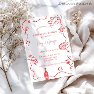 That's Amore Rehearsal Dinner Invitation Template, Wedding Shower, Engagement Party, That's Amore Invite, Whimsical, Hand Drawn, Italian