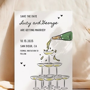 Wedding Save The Date Template, Editable Hand Drawn, Handwritten Save The Date, Scribble Illustration, Whimsical Invitation, Whimsy
