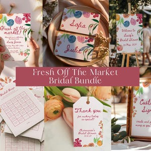 Bundle d'invitation à la mariée fraîchement sorti du marché, douche nuptiale du marché fermier, modèles modifiables, téléchargement immédiat, elle est hors marché, toile