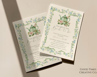 Bridal Shower Invitation Template, Tea With The Bride To Be, Bridgerton, Bridal Brunch, High Tea, Whimsical Invitation, Bridal Shower Party