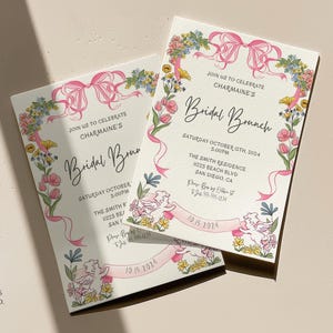 Sjabloon bruids douche uitnodiging, Love Shack Fancy, boog, bloemen bruidsbrunch, handgetekende, grillige uitnodiging, vrijgezellenfeest uitnodigen
