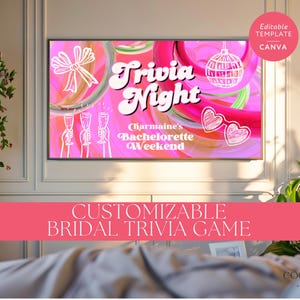 Bridal Party Trivia Game, Editable Party Game, Bachelorette Jeopardy, Customizable, Canva, Interactive, Bach Weekend, Bridal Shower, Fun